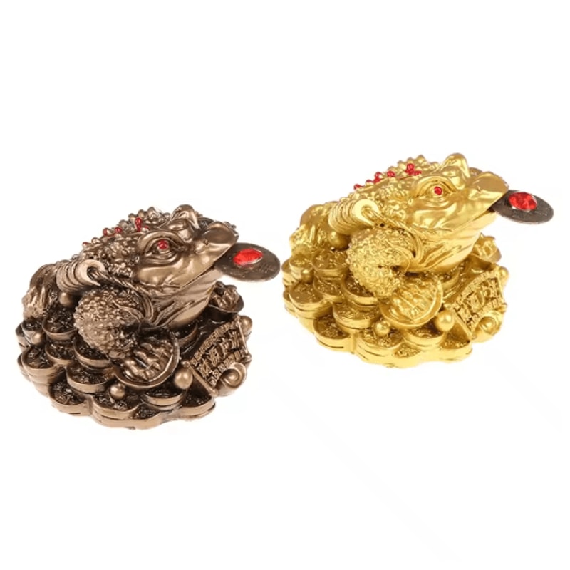 Feng Shui Golden Toad Money Statue Lucky Fortune Wealth Frog Tabletop Ornament 9