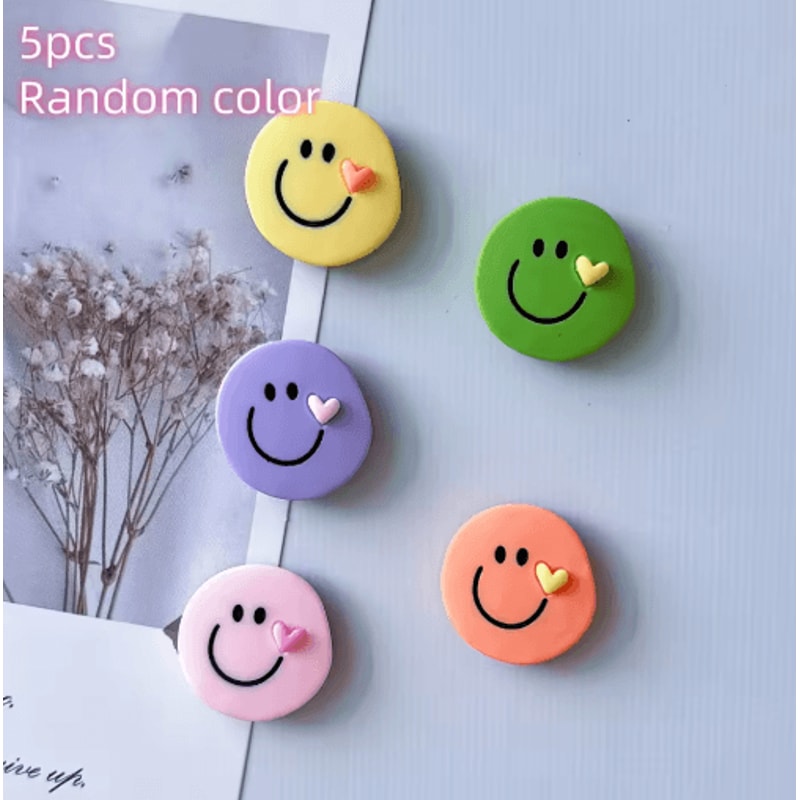 5Piece Colorful Round Face Fridge Magnets Festive Decorative Magnets For Kitchen Christmas 1