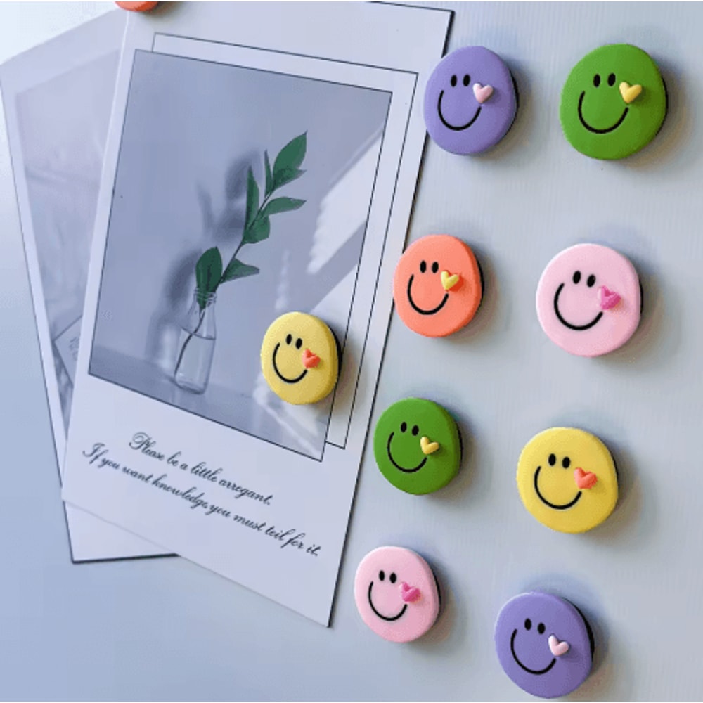 5Piece Colorful Round Face Fridge Magnets Festive Decorative Magnets For Kitchen Christmas 0