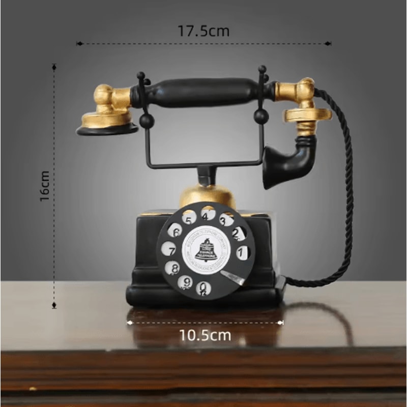 Retro Vintage Telephone Ornament Aged Decorative Craft Accent For Living Room Decor 1