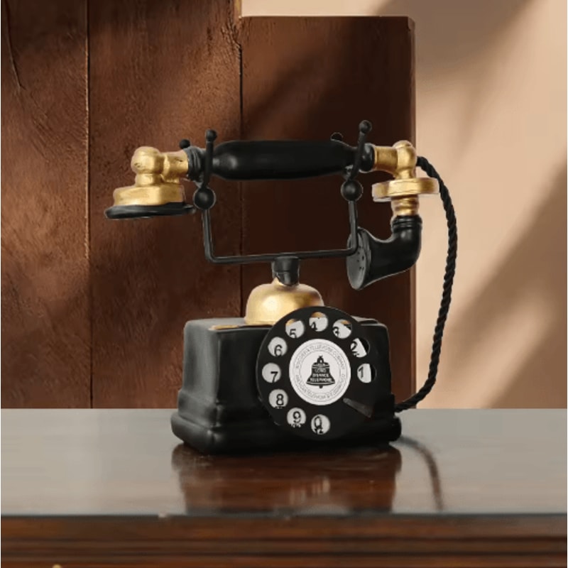 Retro Vintage Telephone Ornament Aged Decorative Craft Accent For Living Room Decor 2