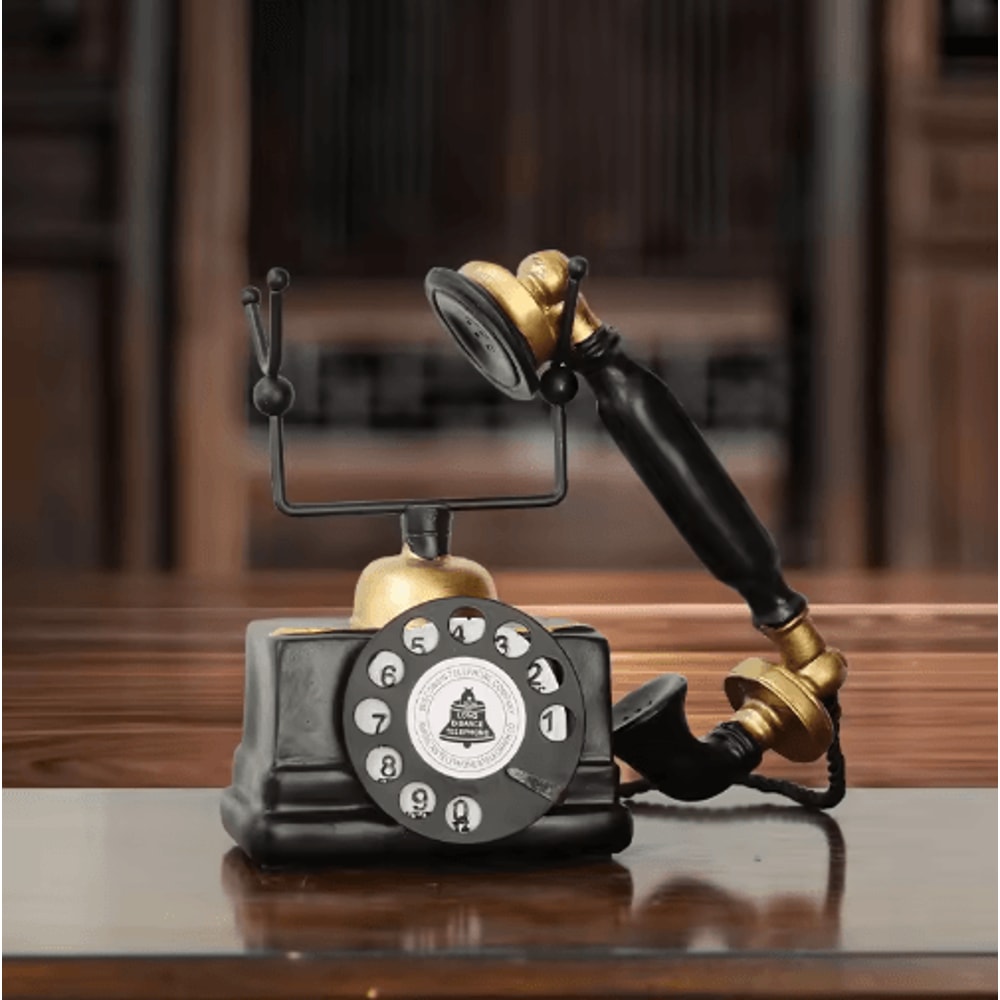 Retro Vintage Telephone Ornament Aged Decorative Craft Accent For Living Room Decor 3