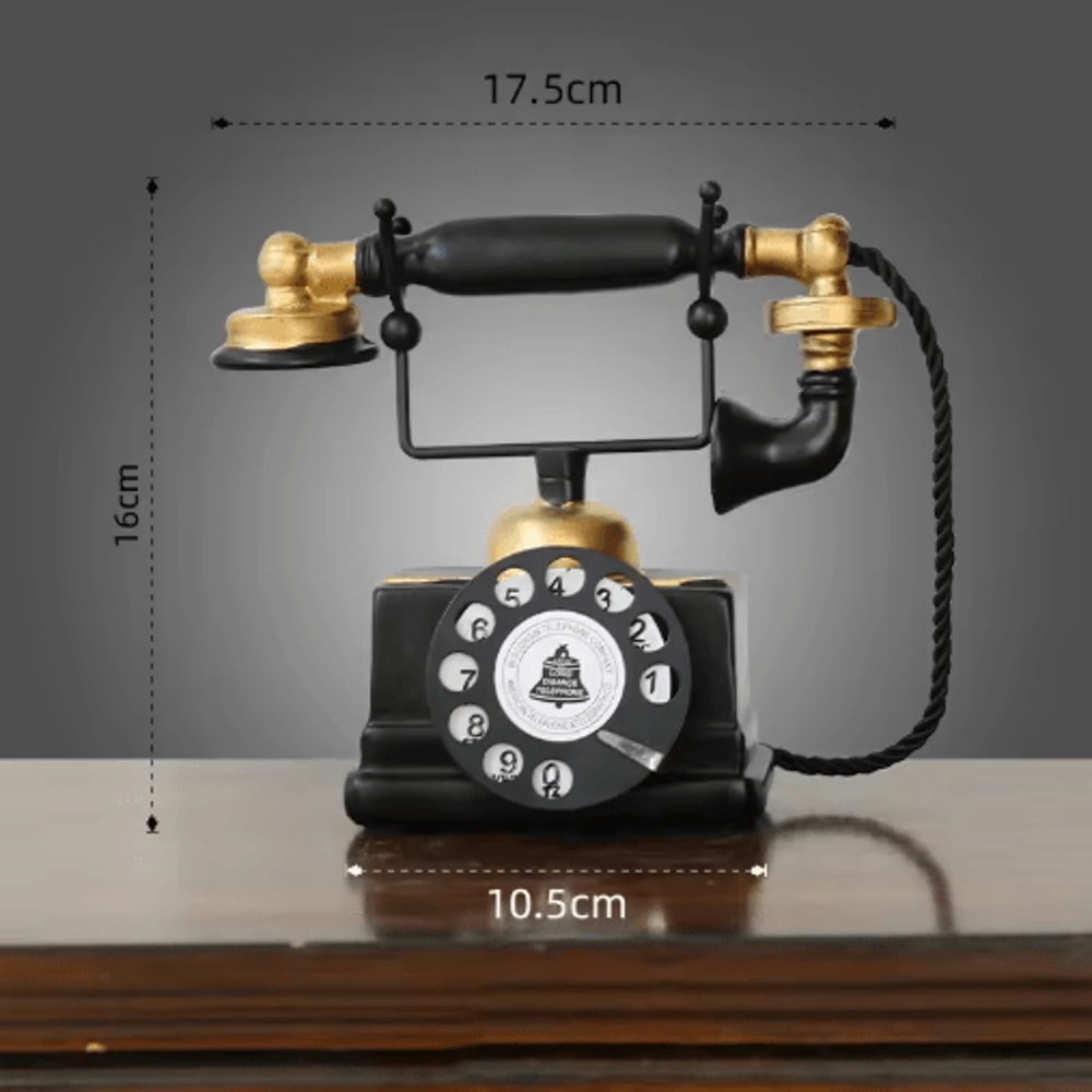 Retro Vintage Telephone Ornament Aged Decorative Craft Accent For Living Room Decor 4
