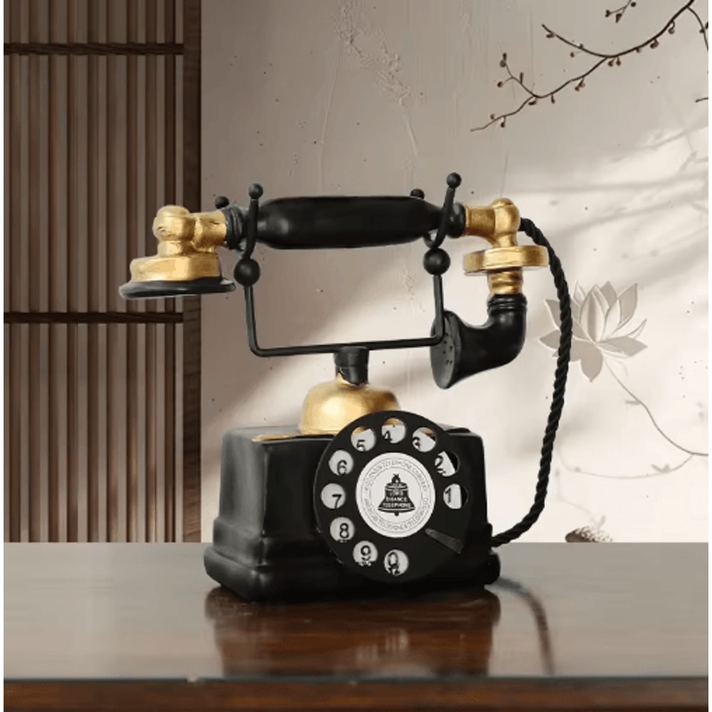 Retro Vintage Telephone Ornament Aged Decorative Craft Accent For Living Room Decor 5