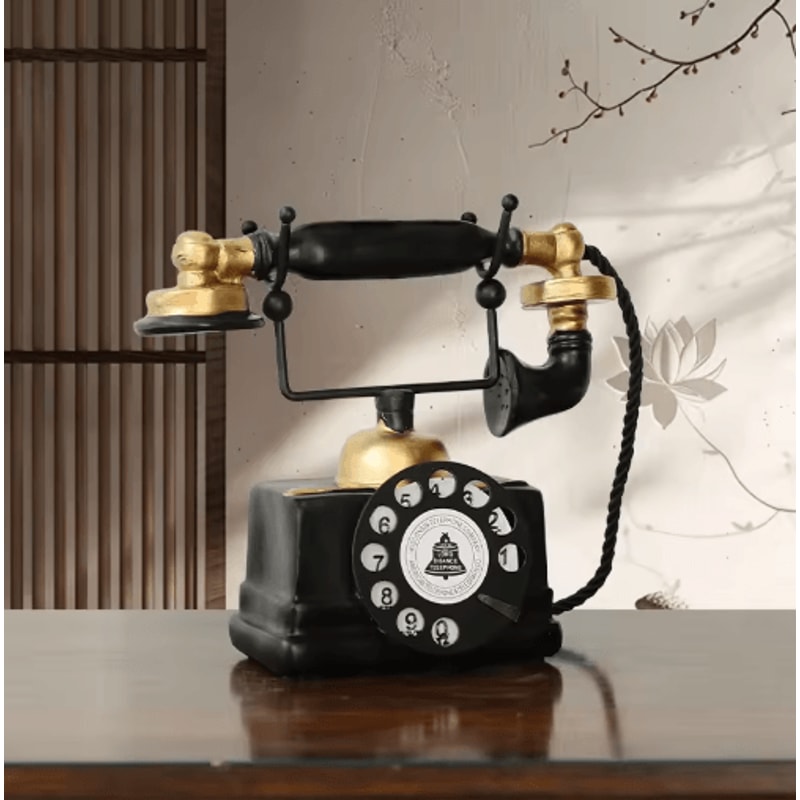Retro Vintage Telephone Ornament Aged Decorative Craft Accent For Living Room Decor 5