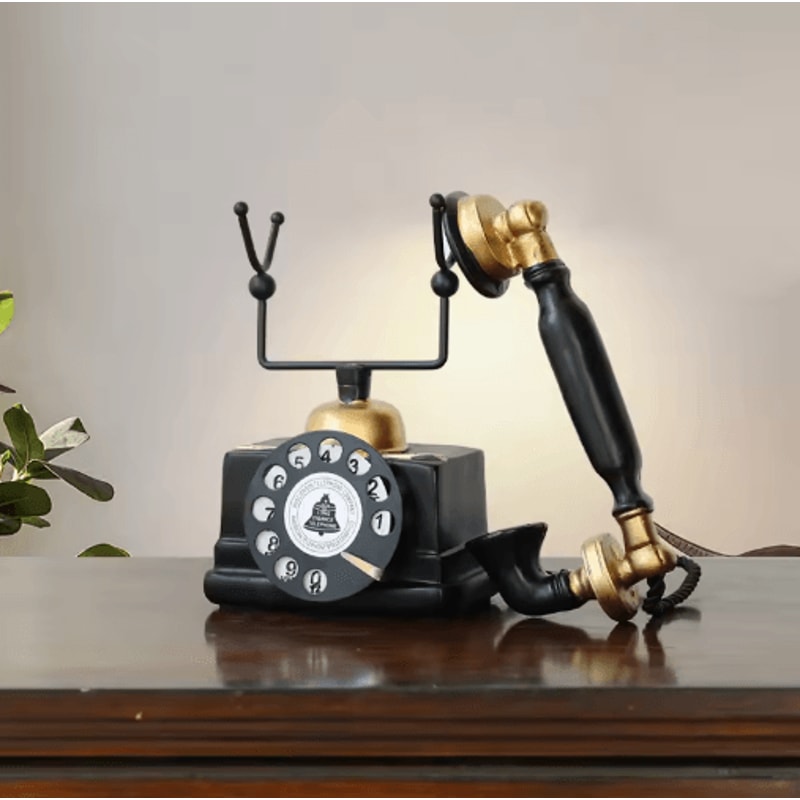 Retro Vintage Telephone Ornament Aged Decorative Craft Accent For Living Room Decor 0