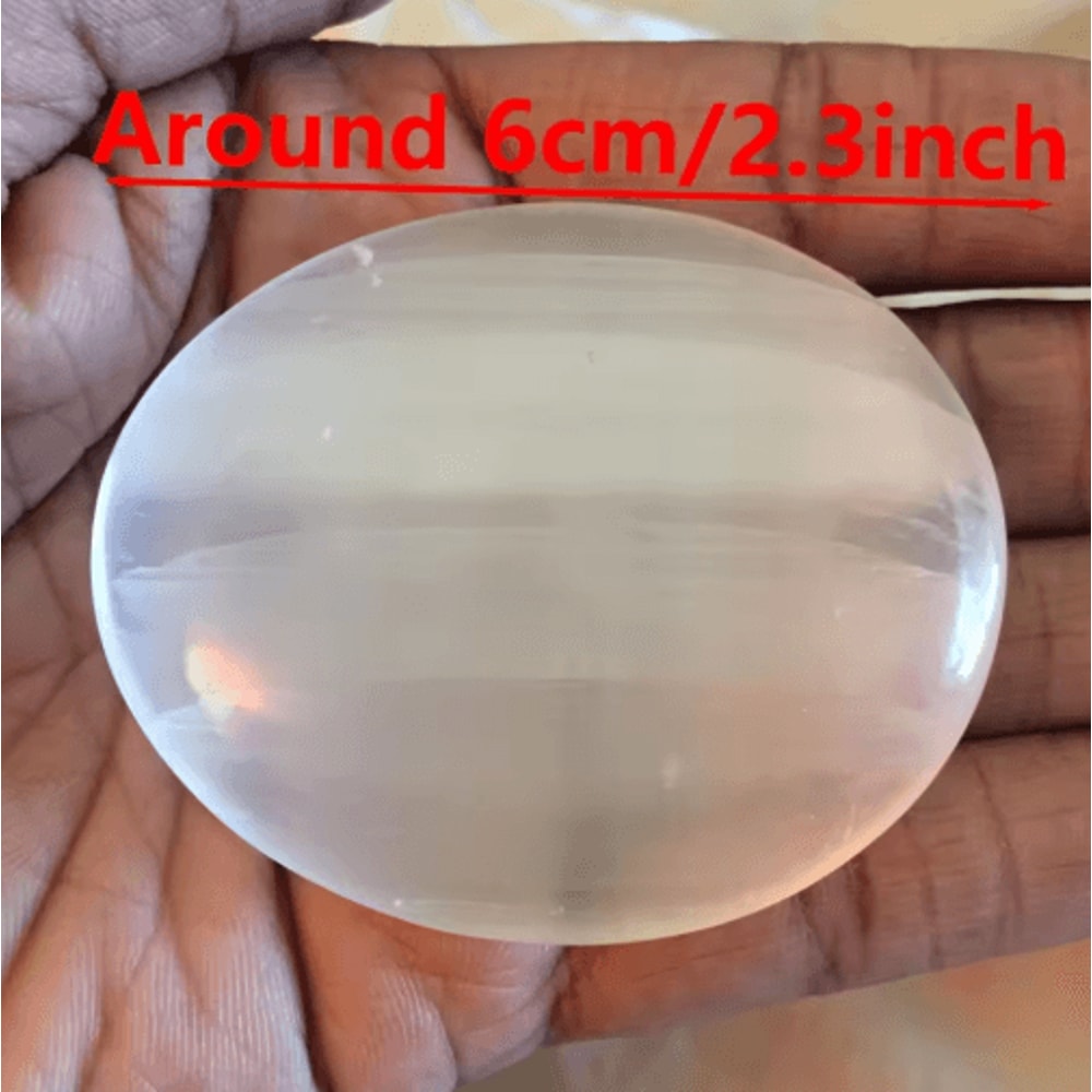 Natural Selenite Palm Stone Polished Oval Crystal For Meditation Energy Cleansing Home Decor 4