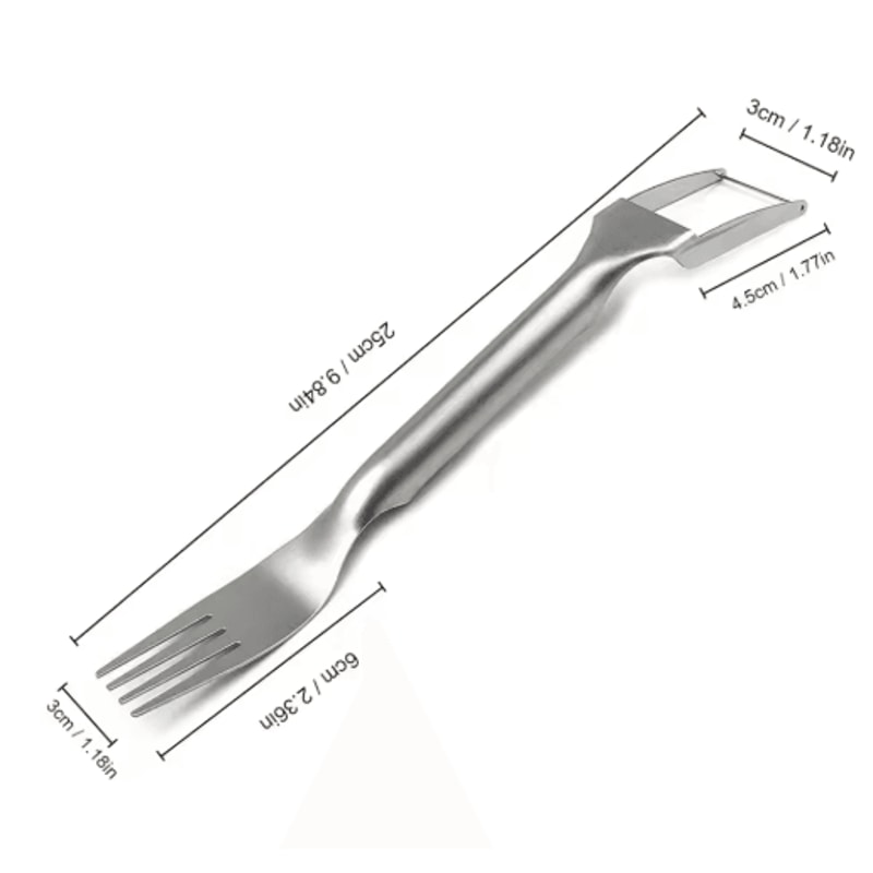 2in1 Stainless Steel Watermelon Slicer Fork Portable Fruit Cutter Serving Tool 2