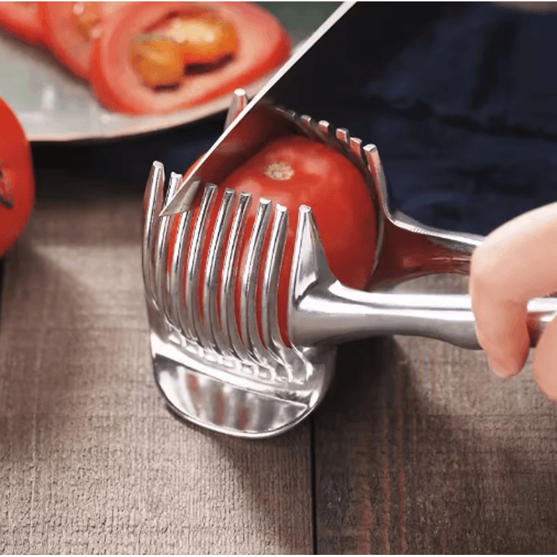 Stainless Steel Handheld Fruit Vegetable Slicer Orange Lemon Tomato Onion Cutting Clip 2