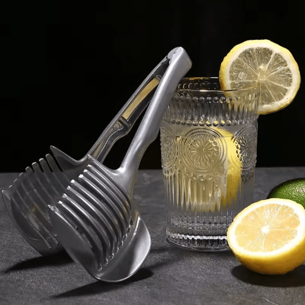 Stainless Steel Handheld Fruit Vegetable Slicer Orange Lemon Tomato Onion Cutting Clip 3