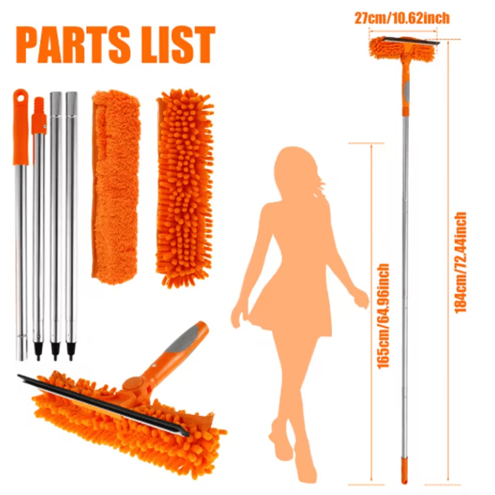 Extendable Window Cleaner Tool Set 180 Rotatable Long Handle Window Mop Squeegee 2