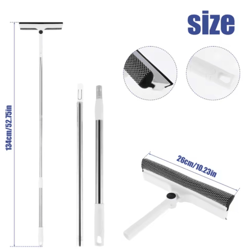 Extendable Window Cleaner Tool Set 180 Rotatable Long Handle Window Mop Squeegee 3