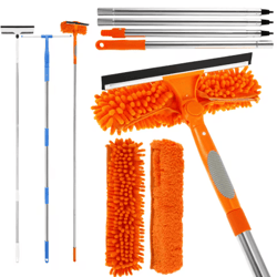 extendable window cleaner tool set – 180° rotatable long handle window mop & squeegee