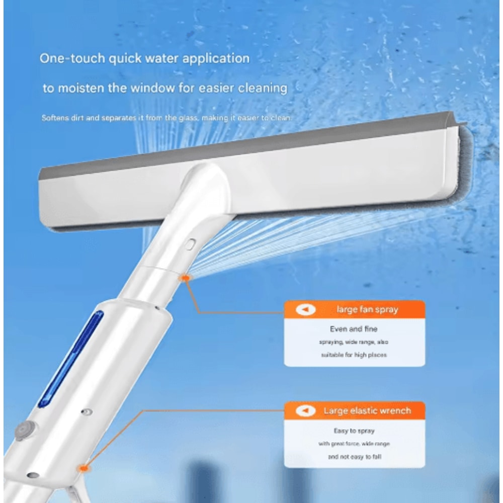 Water Spray Glass Scraper HighReach Window Cleaning Tool For Home HighRise Use 3