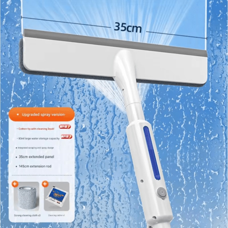 Water Spray Glass Scraper HighReach Window Cleaning Tool For Home HighRise Use 6
