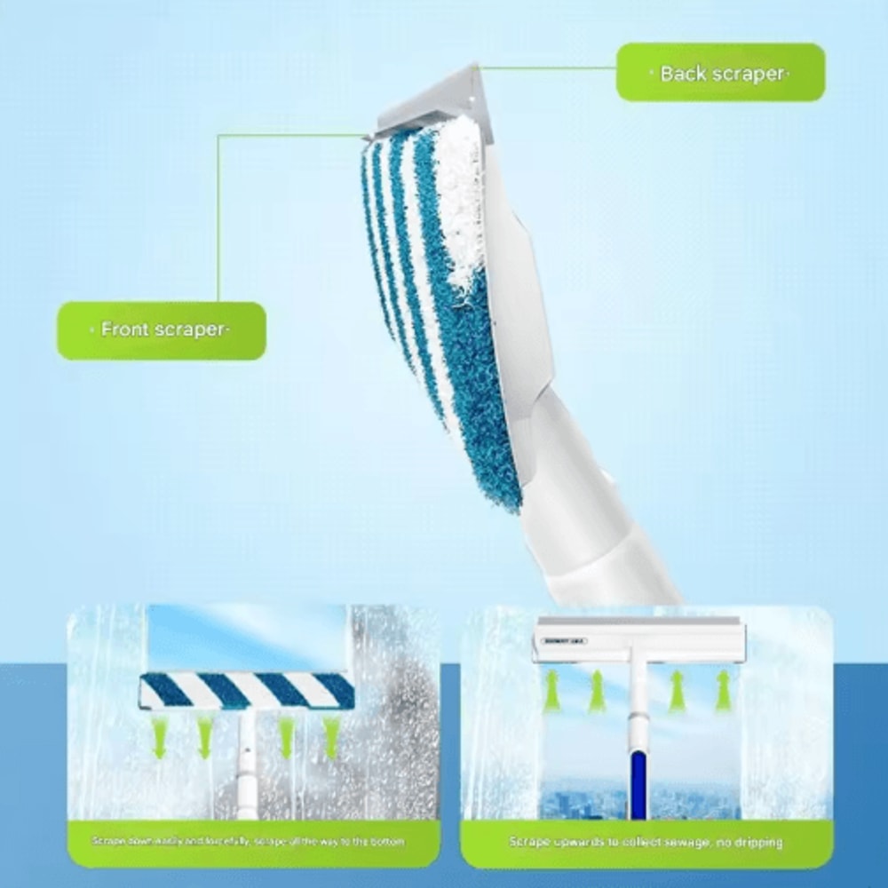 Water Spray Glass Scraper HighReach Window Cleaning Tool For Home HighRise Use 0