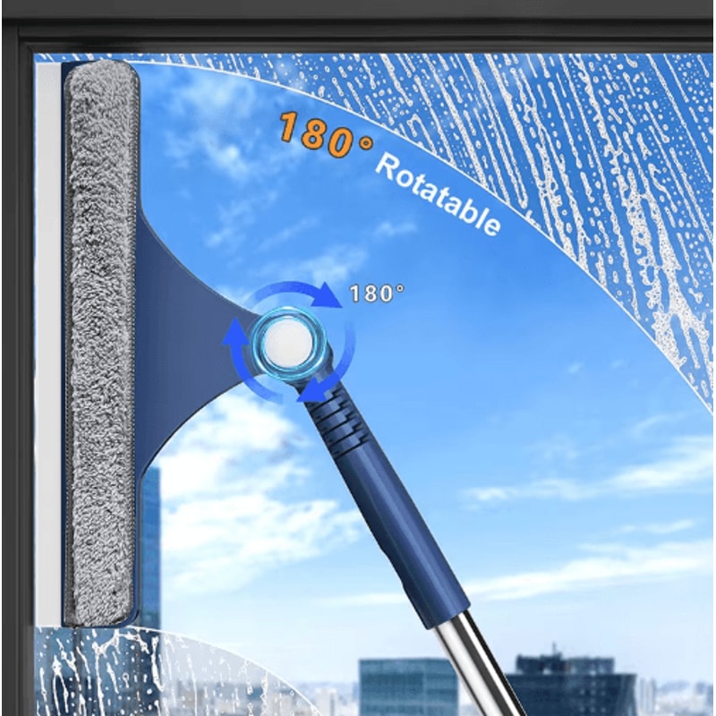 DoubleSided Glass Cleaning Tool Adjustable Long Handle Window Wiper For Home Car 4