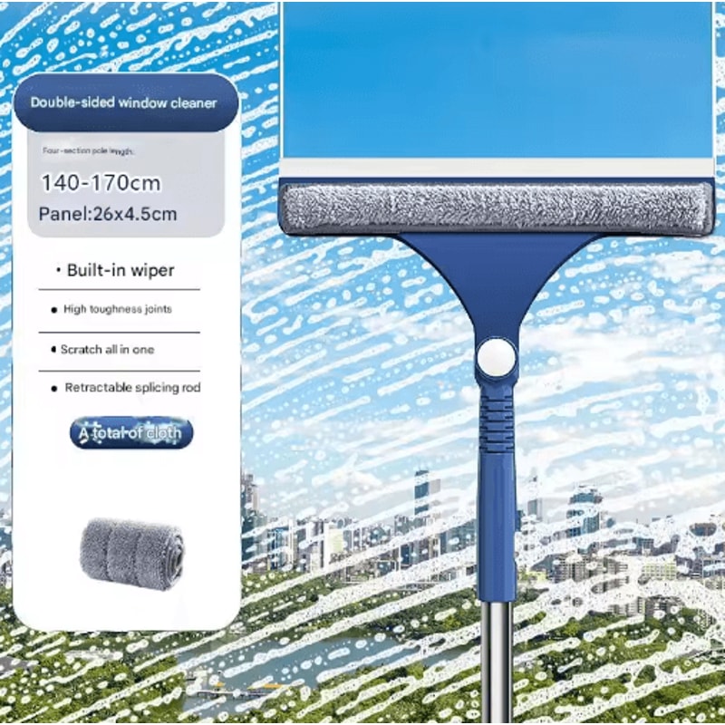 2in1 Window Mesh Screen Brush DualSided Telescopic Window Mop Squeegee 1