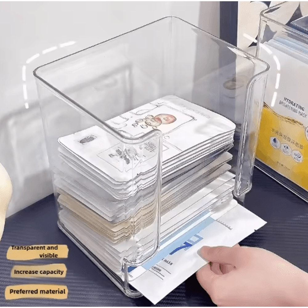 Acrylic Mask Storage Box Large Capacity Transparent Organizer For Vanity Skincare 4