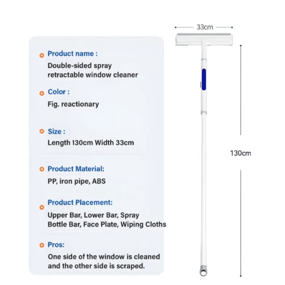 3in1 DoubleSided Spray Window Cleaner Expandable Glass Wiper With Replacement Cloths 2