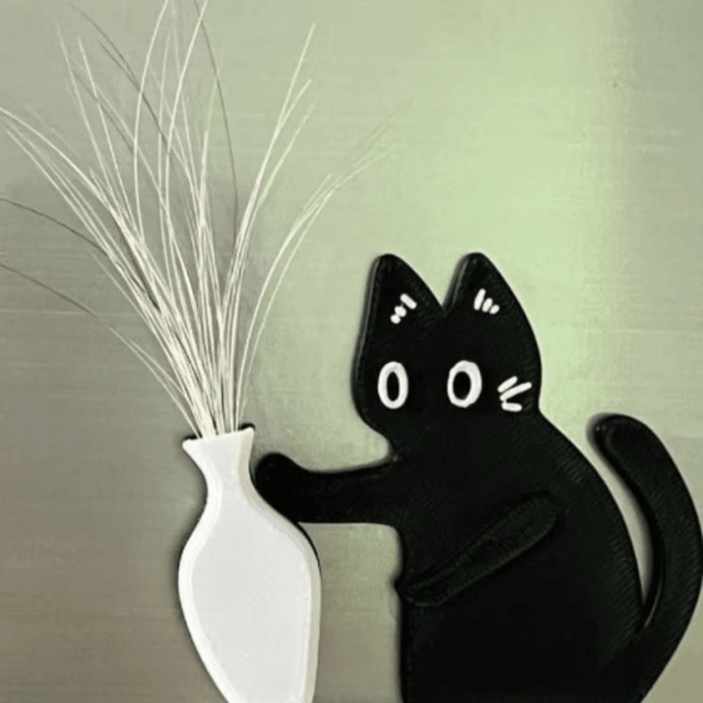 Black Cat Refrigerator Magnet Vase Decor Whisker Collection Memorial Box For Home Office 3