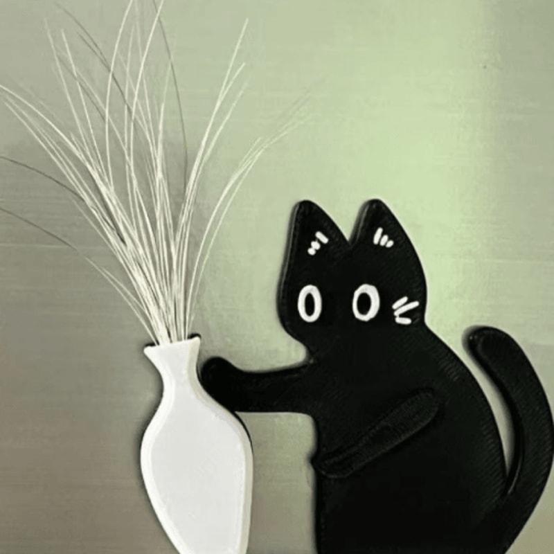 Black Cat Refrigerator Magnet Vase Decor Whisker Collection Memorial Box For Home Office 3
