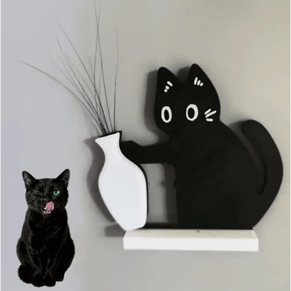 Black Cat Refrigerator Magnet Vase Decor Whisker Collection Memorial Box For Home Office 5