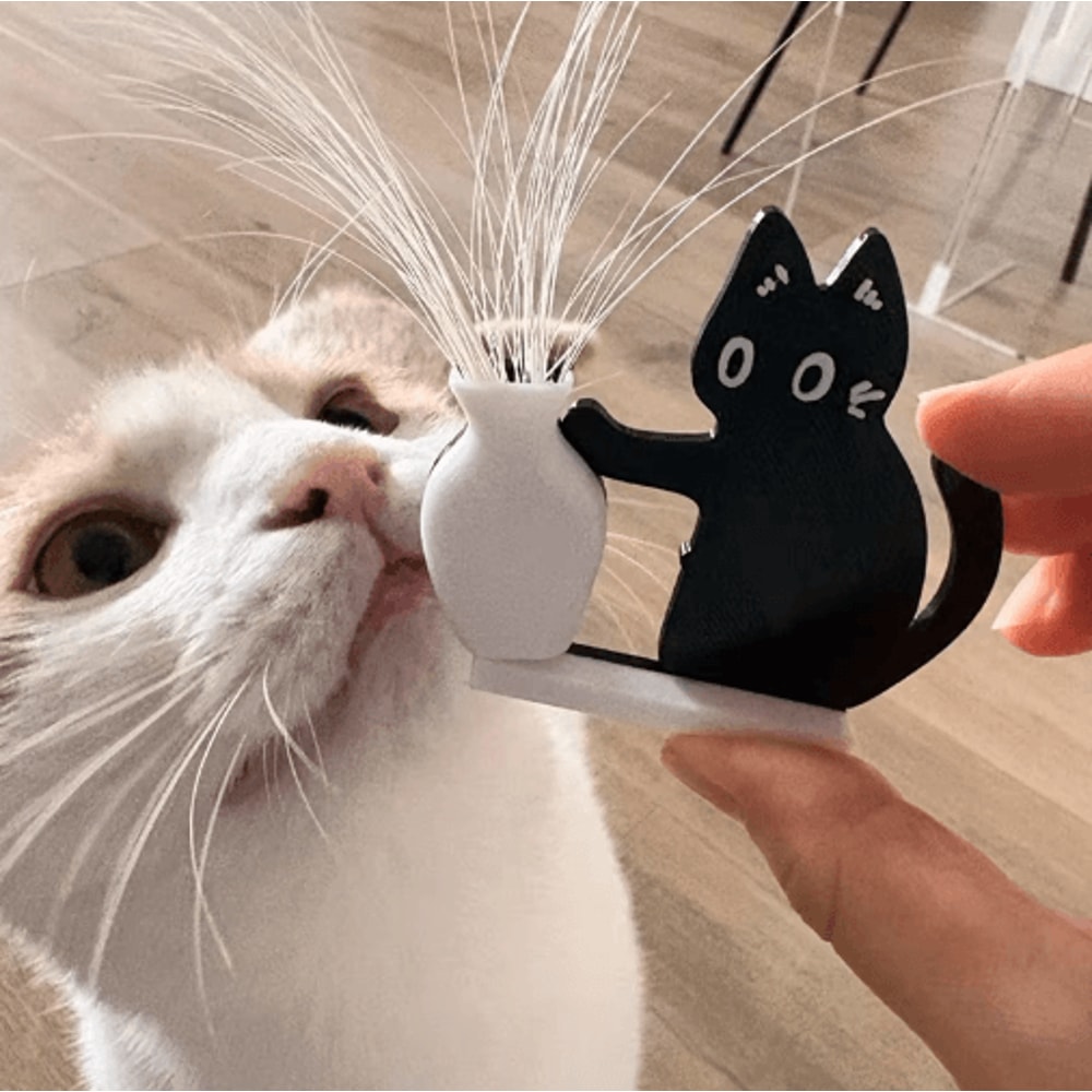 Black Cat Refrigerator Magnet Vase Decor Whisker Collection Memorial Box For Home Office 0