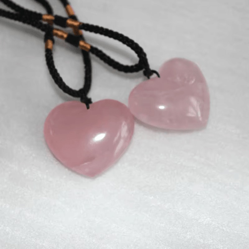 Rose Quartz Heart Crystal Pendant Necklace Natural Pink Healing Stone Love Jewelry 1