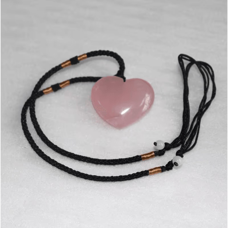 Rose Quartz Heart Crystal Pendant Necklace Natural Pink Healing Stone Love Jewelry 4