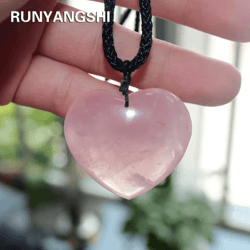 rose quartz heart crystal pendant necklace – natural pink healing stone love jewelry