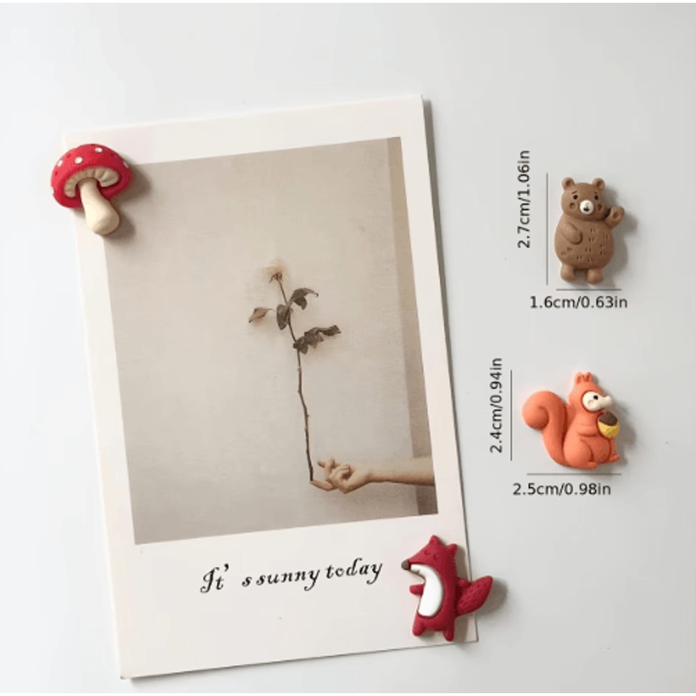 8Piece Fox Hedgehog Animal Refrigerator Magnets Cute Resin Fridge Decor Gift Set 3