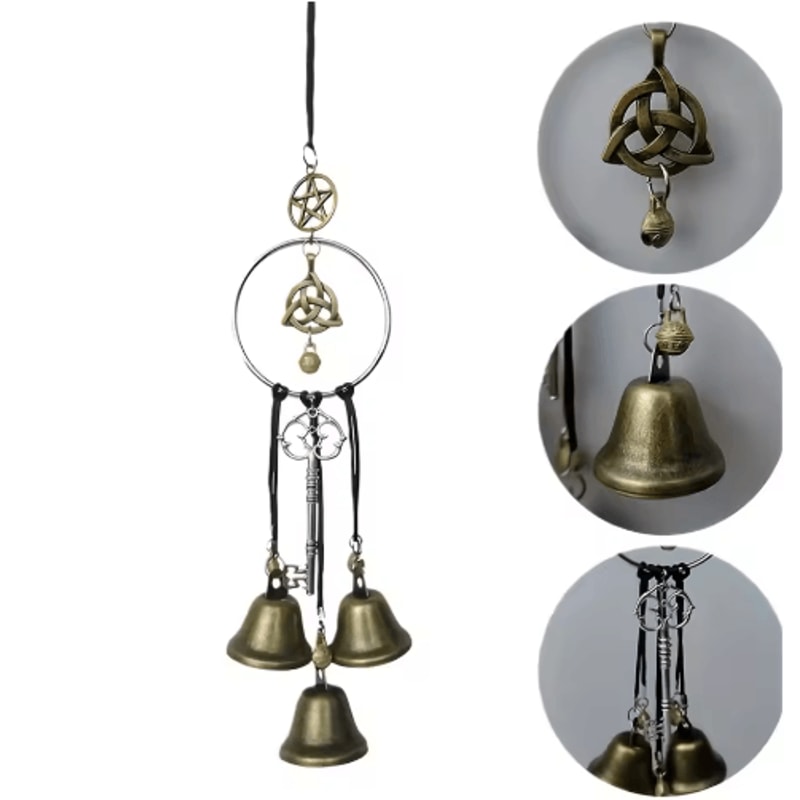Vintage Witch Bells For Door Decorative Wind Chime Ornament For Halloween Fall 2