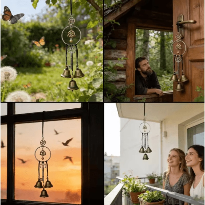 Vintage Witch Bells For Door Decorative Wind Chime Ornament For Halloween Fall 0