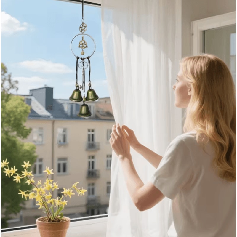 Vintage Witch Bells For Door Decorative Wind Chime Ornament For Halloween Fall 4