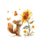 Rustic Watercolor Squirrel Wall Decal Sunflower Animal Window Sticker For Glass Decor 1