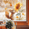 Rustic Watercolor Squirrel Wall Decal Sunflower Animal Window Sticker For Glass Decor 4