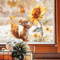 Rustic Watercolor Squirrel Wall Decal Sunflower Animal Window Sticker For Glass Decor 4