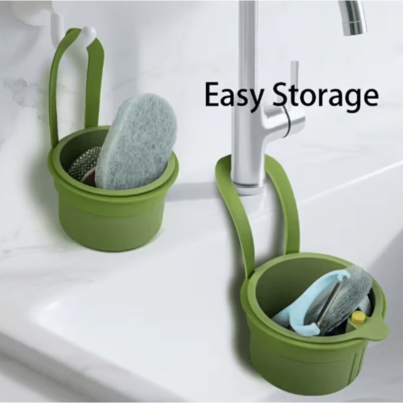 PressType Drain Basket Multi Functional Sink Strainer Organizer For Kitchen And Bathroom 0