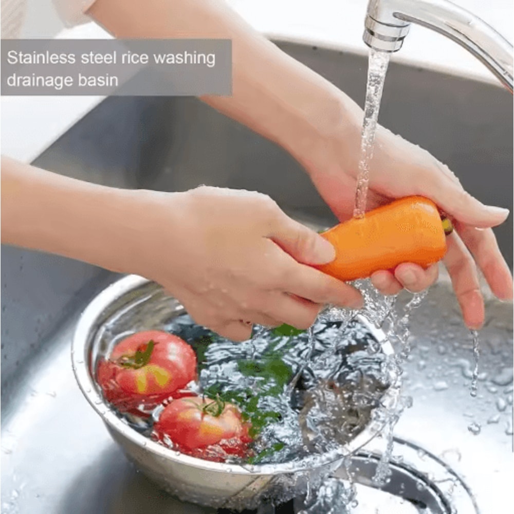 Stainless Steel 304 Rice Washer Strainer Bowl Multi Use Rice Sieve Colander For Kitchen 3