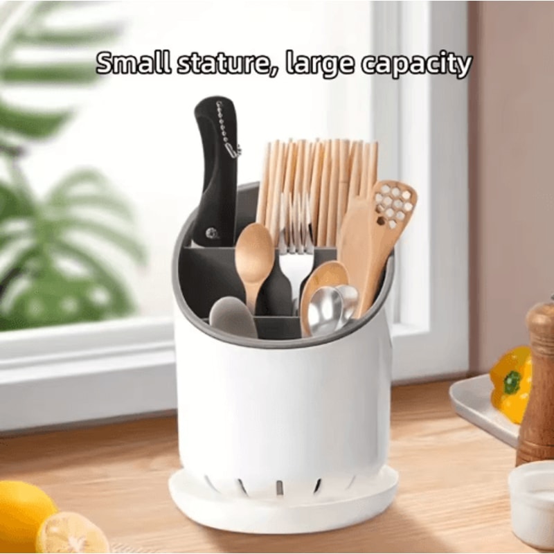 Kitchen Chopstick Holder With Drain Plate And Utensil Storage Rack 5
