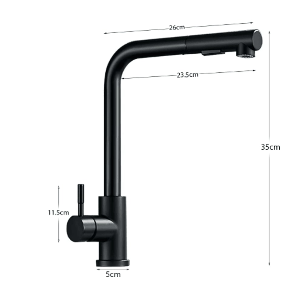 Black Pull Out Kitchen Faucet With Dual Mode Stream Sprayer 3