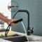 Black Pull Out Kitchen Faucet With Dual Mode Stream Sprayer 6
