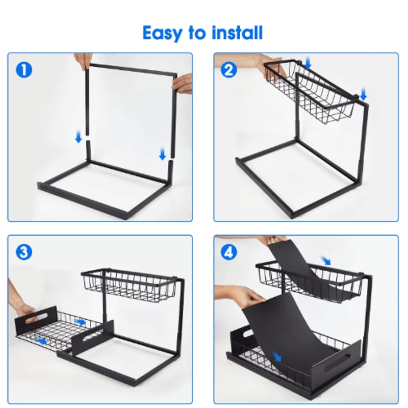 2 Tier Under Sink Organizer With Sliding Pull Out Cabinet Drawers 5