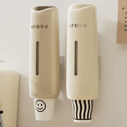 perforation-free wall mounted cup dispenser for water dispensers