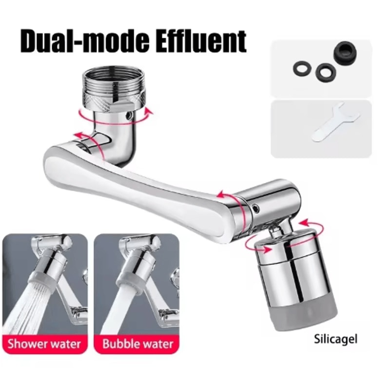 Stainless Steel Robotic Arm Faucet Aerator With 1080 Degree Swivel 1