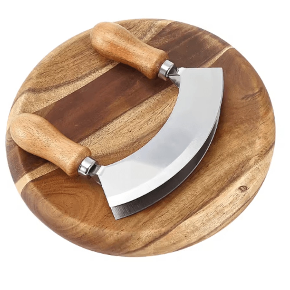 Stainless Steel Pizza Rocker Knife And Double Blade Chopper 1