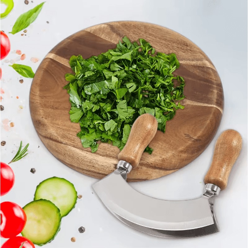 Stainless Steel Pizza Rocker Knife And Double Blade Chopper 4