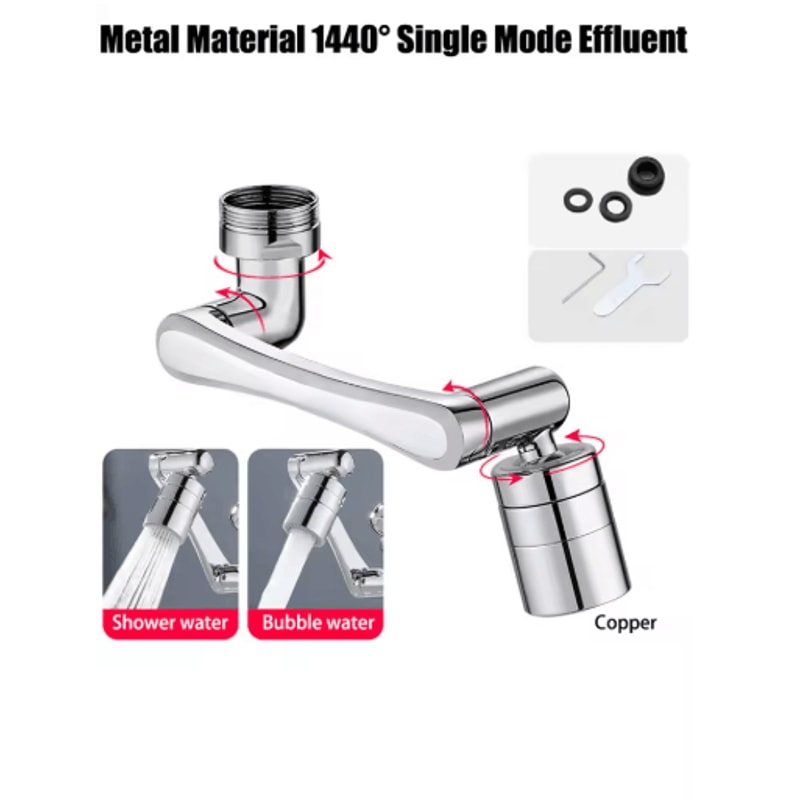 Stainless Steel 1440 Degree Swivel Robotic Arm Faucet Extender 0