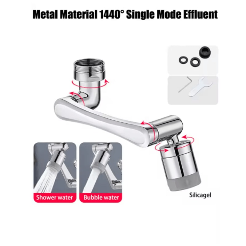 Stainless Steel 1440 Degree Swivel Robotic Arm Faucet Extender 1